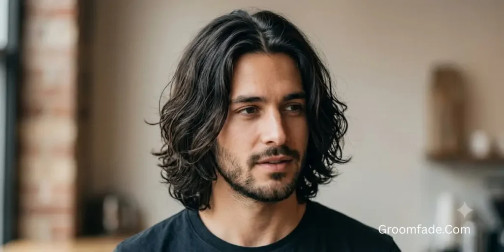 Long Middle Part Hair Men