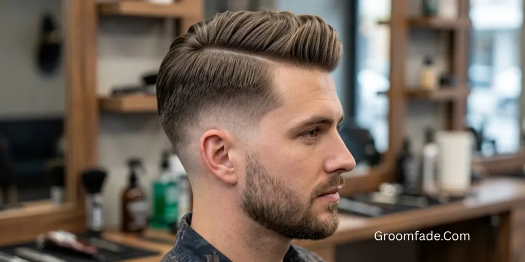 Mid Drop Fade With Side Part