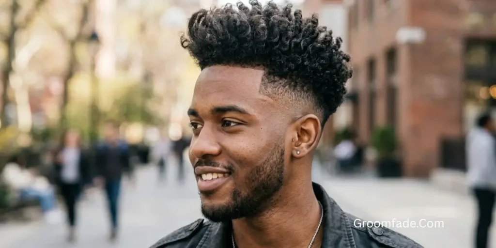 Pompadour Fade Curly Hair