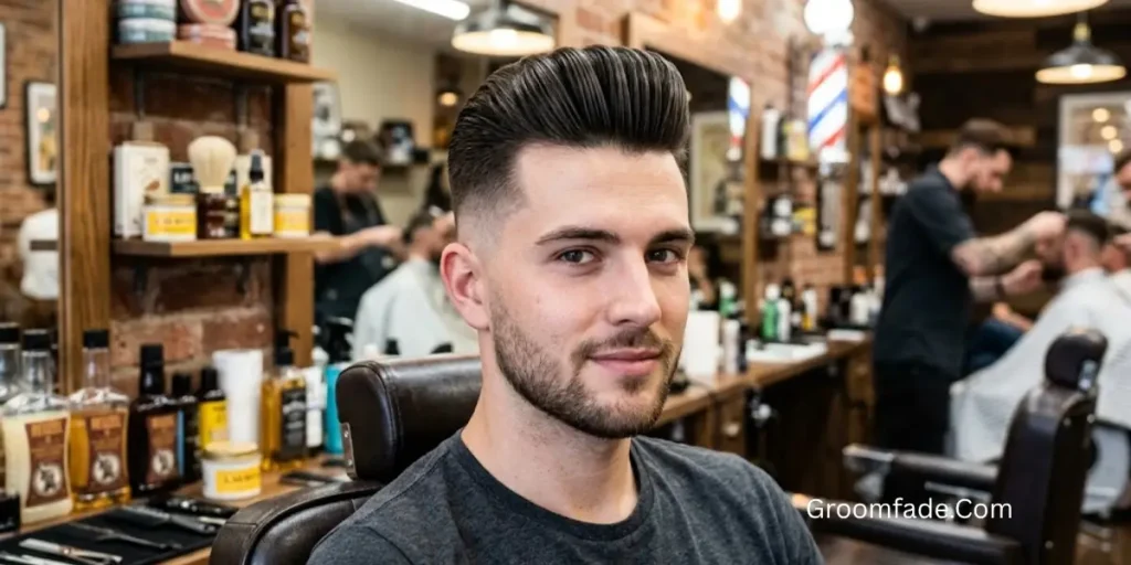 Pompadour Fade Straight Hair