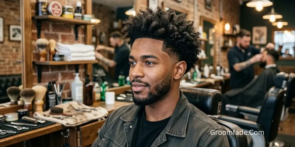 Temple Fade with Curly Hair
