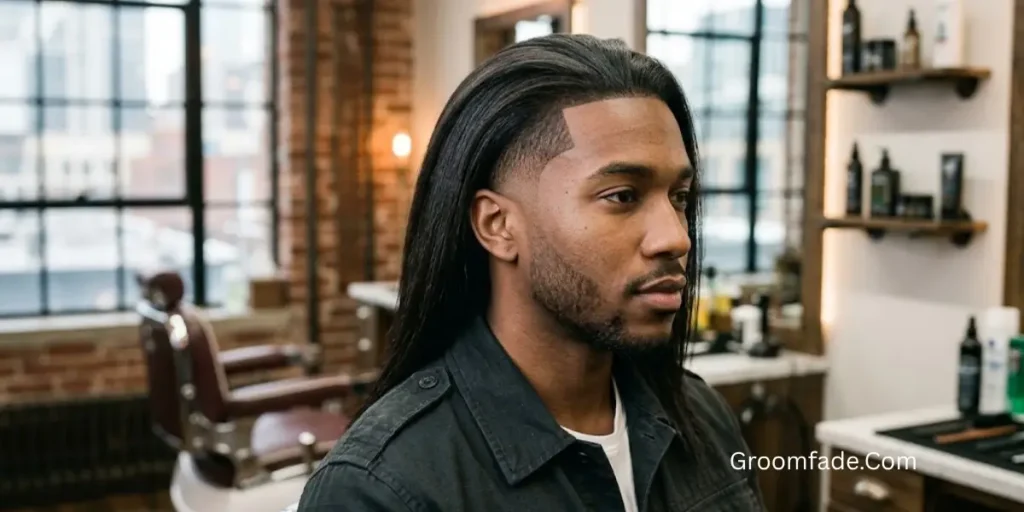 Temple Fade with Straight Hair