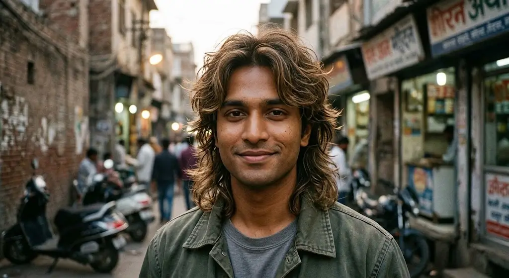 Shaggy Middle Part Mullet