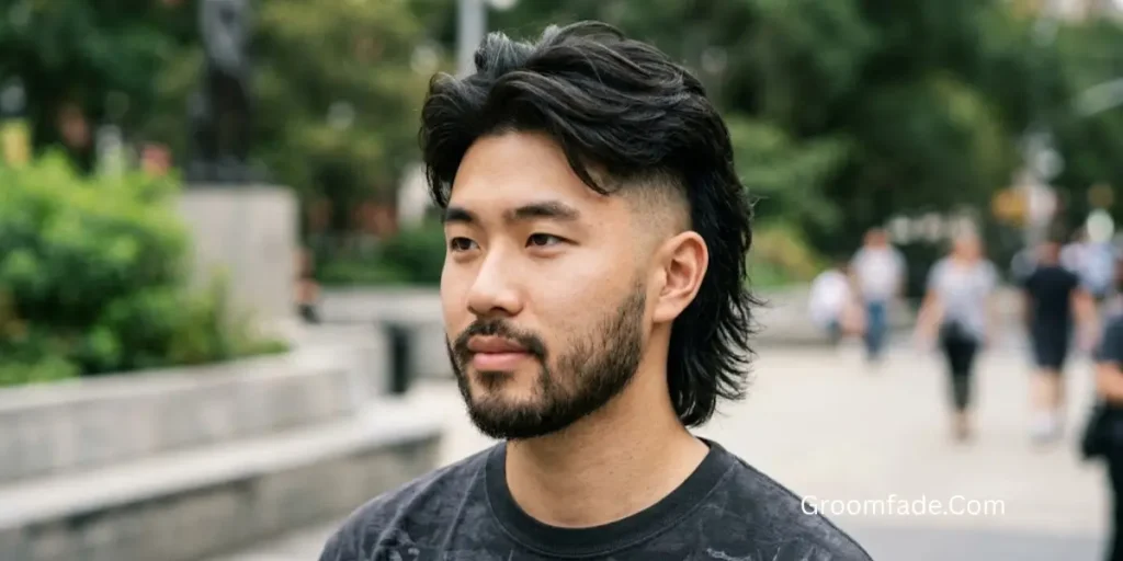 Asian Mullet With High Fade