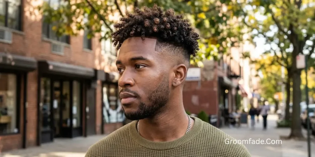 Juice Box Fade With Curly Hair
