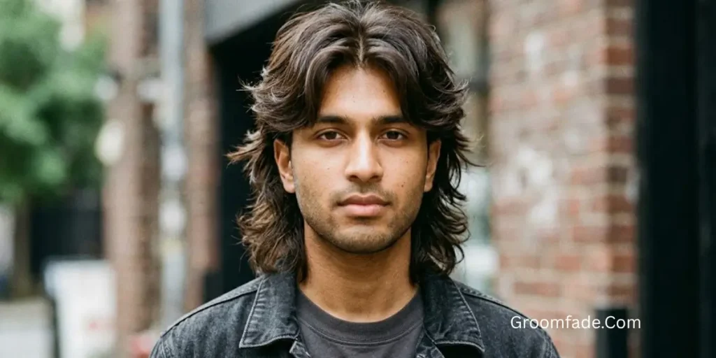 Layered Middle Part Mullet