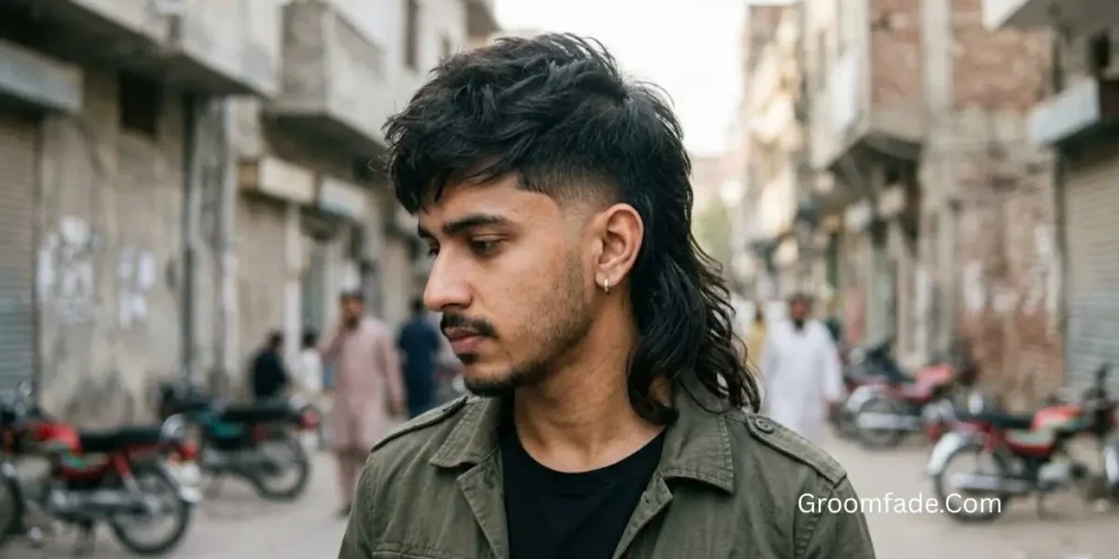 Low Taper Burst Fade Mullet
