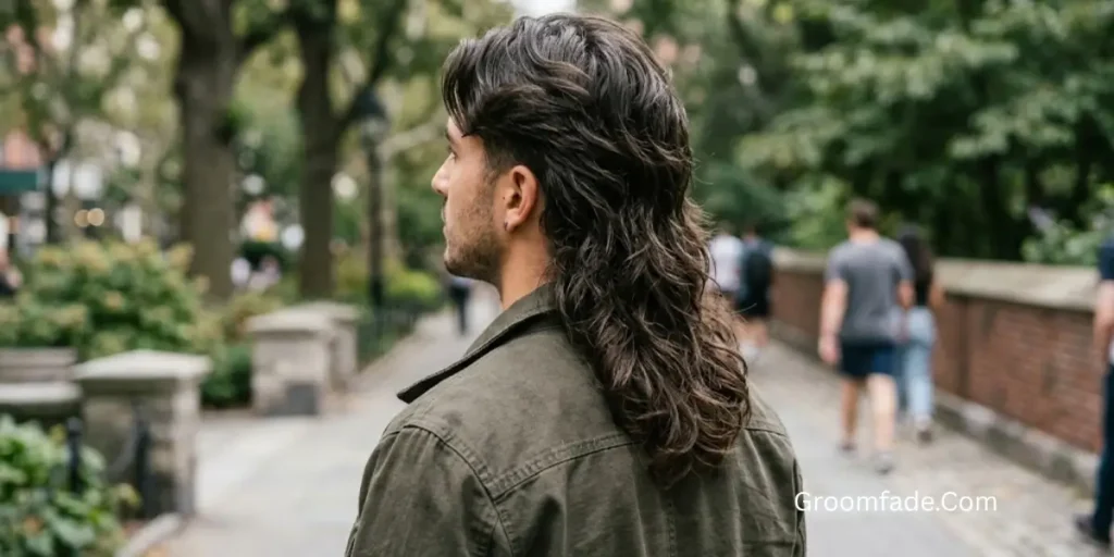 Middle Part Mullet With Extended Nape