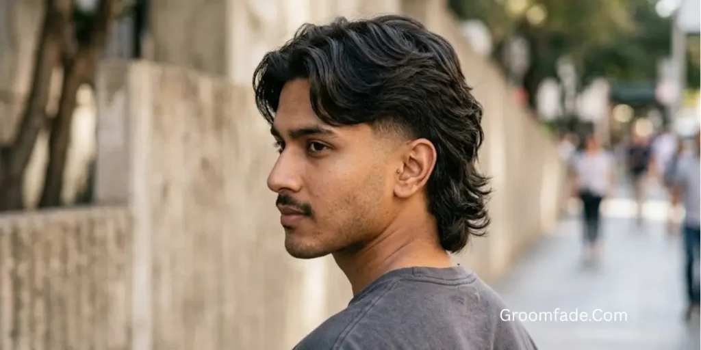 Middle Part Mullet With Low Taper