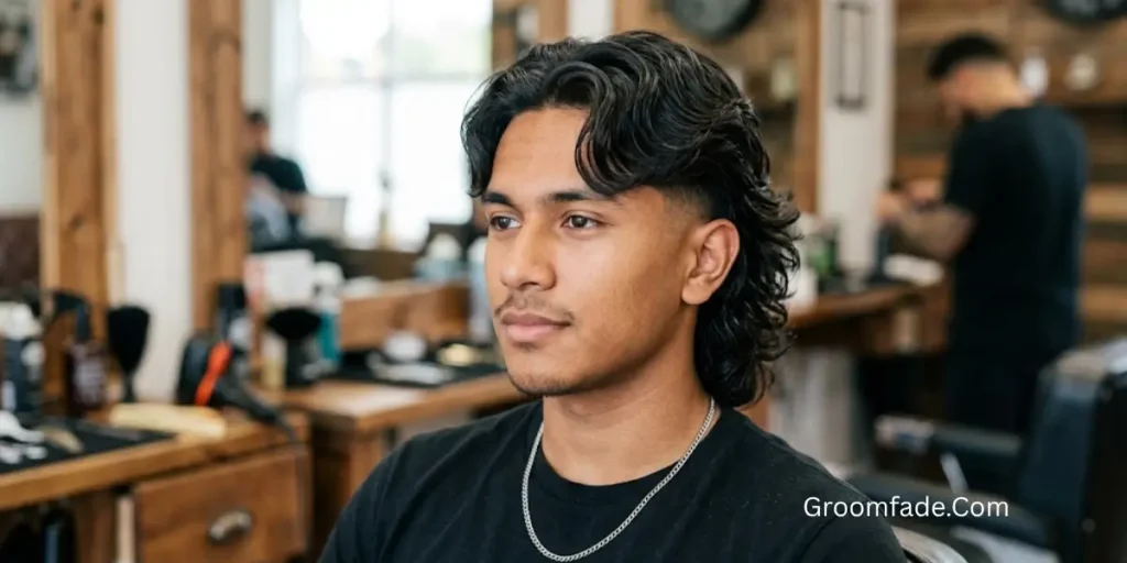 Middle Part Mullet With Tapered Sides