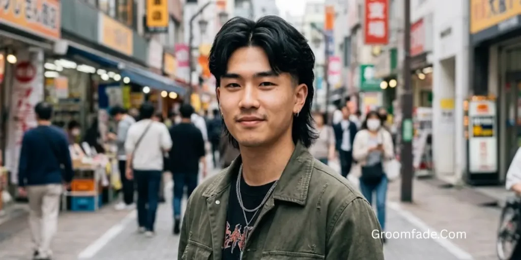 Middle Part Mullet for Asian Hair