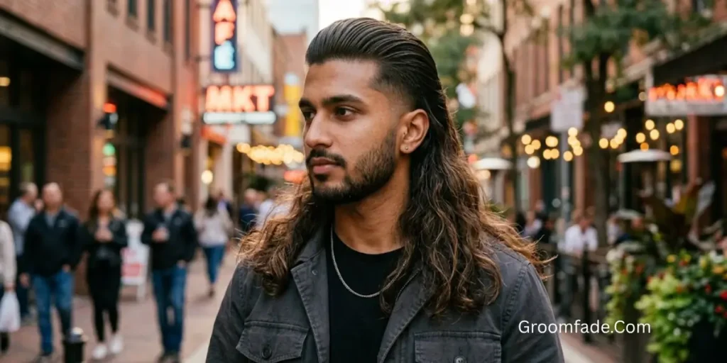 Slicked-Back Long Mullet