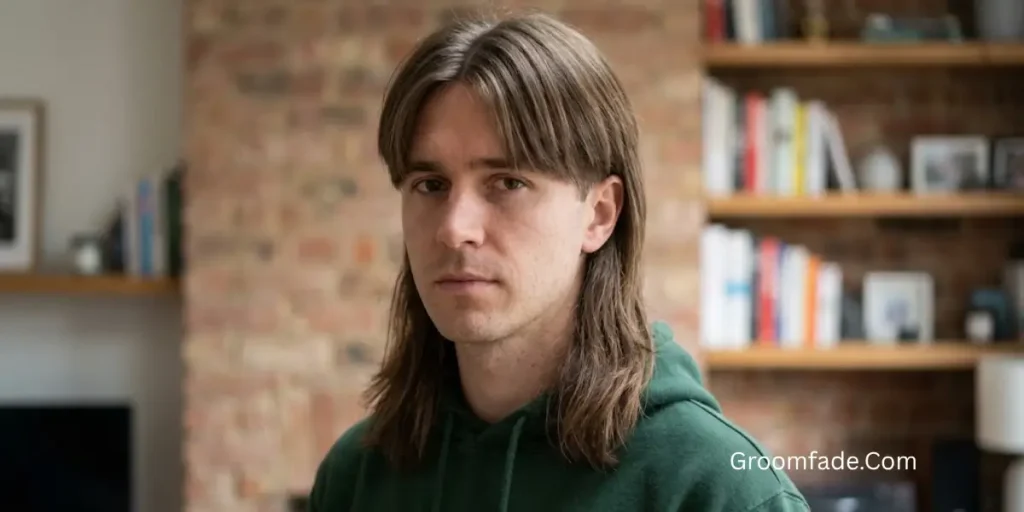 Straight Hair Middle Part Mullet