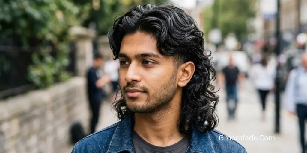 Wavy Middle Part Mullet