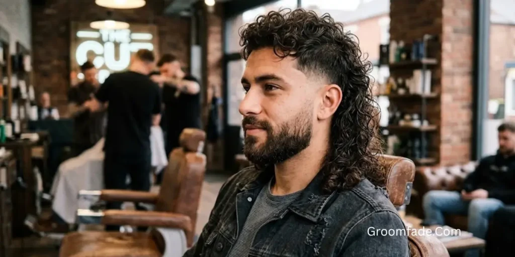 Curly Mid Taper Mullet