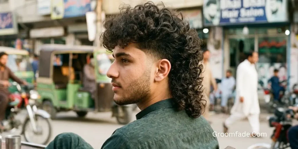 Curly Mullet Taper Fade