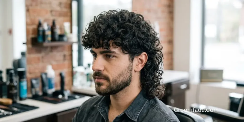 Curly Mullet With Bangs