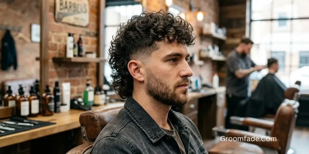 Short Curly Mullet Haircut Men