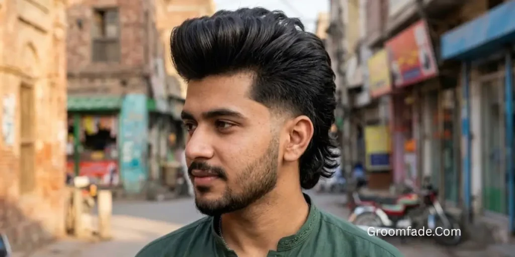 Short Mullet with Pompadour Front
