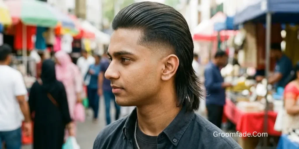 Slick Back Mullet Taper Fade
