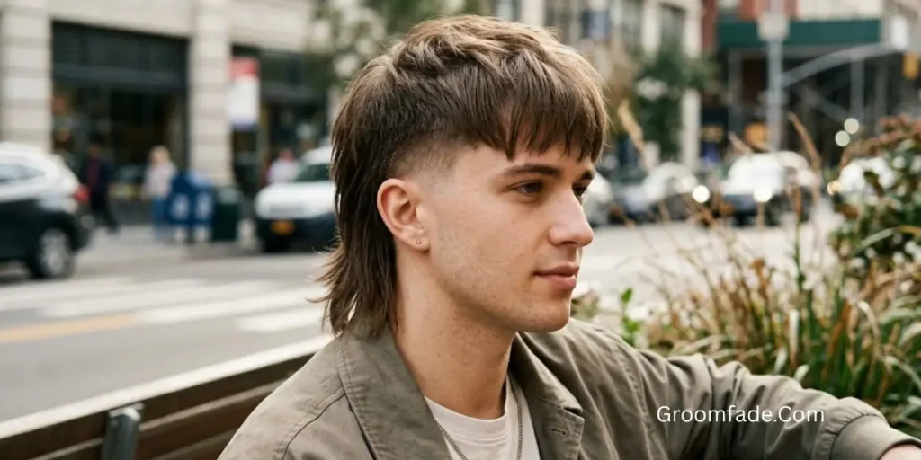 Straight Hair Mullet Taper Fade